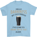 Hellow Darkness My Old Friend Funny Alcohol Mens T-Shirt Cotton Gildan Light Blue