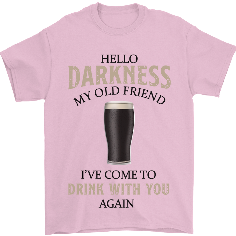 Hellow Darkness My Old Friend Funny Alcohol Mens T-Shirt Cotton Gildan Light Pink