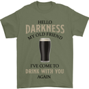 Hellow Darkness My Old Friend Funny Alcohol Mens T-Shirt Cotton Gildan Military Green