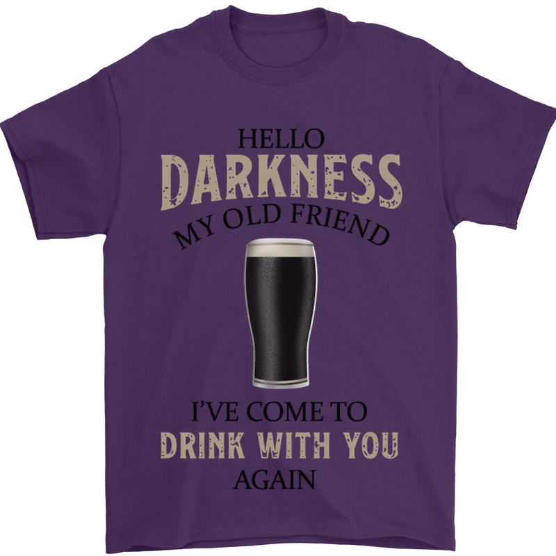Hellow Darkness My Old Friend Funny Alcohol Mens T-Shirt Cotton Gildan Purple