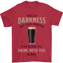 Hellow Darkness My Old Friend Funny Alcohol Mens T-Shirt Cotton Gildan Red
