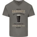 Hellow Darkness My Old Friend Funny Alcohol Mens V-Neck Cotton T-Shirt Charcoal