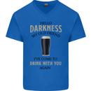 Hellow Darkness My Old Friend Funny Alcohol Mens V-Neck Cotton T-Shirt Royal Blue