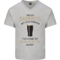 Hellow Darkness My Old Friend Funny Alcohol Mens V-Neck Cotton T-Shirt Sports Grey