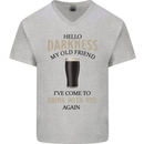 Hellow Darkness My Old Friend Funny Alcohol Mens V-Neck Cotton T-Shirt Sports Grey