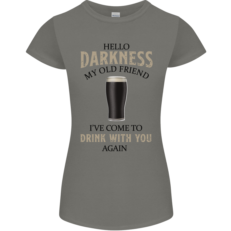 Hellow Darkness My Old Friend Funny Alcohol Womens Petite Cut T-Shirt Charcoal