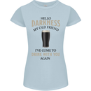 Hellow Darkness My Old Friend Funny Alcohol Womens Petite Cut T-Shirt Light Blue
