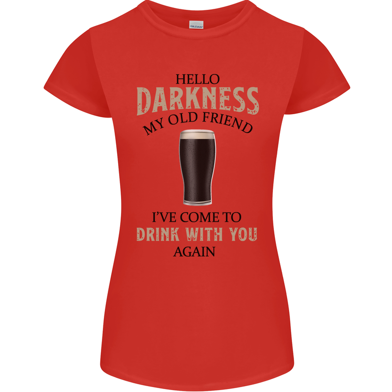 Hellow Darkness My Old Friend Funny Alcohol Womens Petite Cut T-Shirt Red