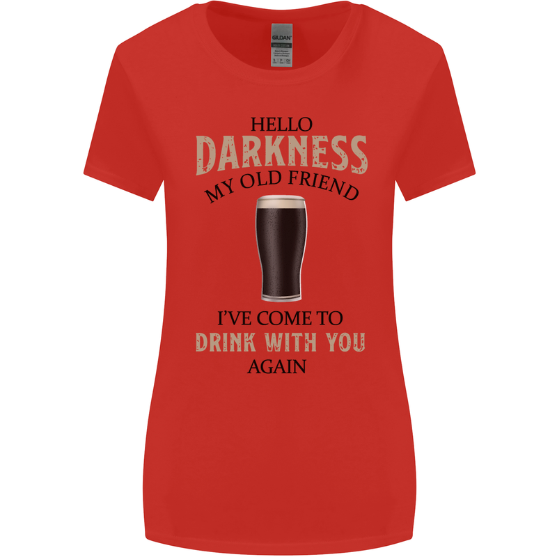 Hellow Darkness My Old Friend Funny Alcohol Womens Wider Cut T-Shirt Red