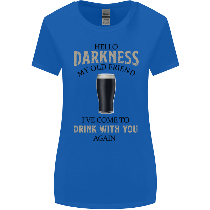 Hellow Darkness My Old Friend Funny Alcohol Womens Wider Cut T-Shirt Royal Blue