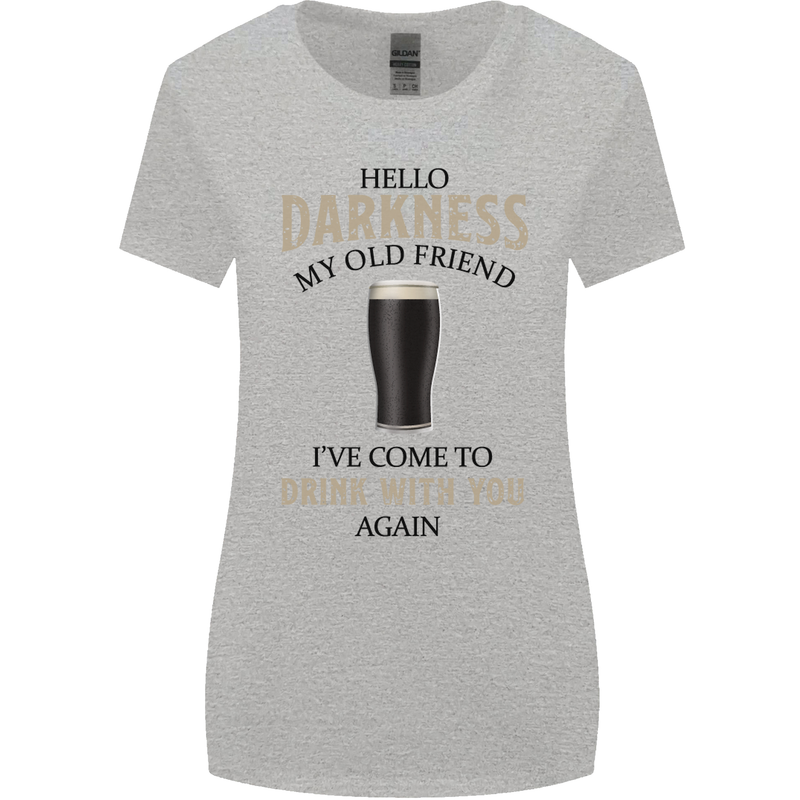 Hellow Darkness My Old Friend Funny Alcohol Womens Wider Cut T-Shirt Sports Grey