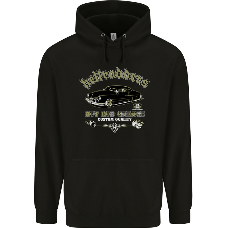 Hellrodders Hot Rod Garage Hotrod Dragster Mens Hoodie Black