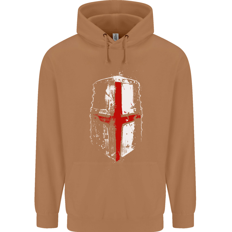 Helmet Gym England Flag St Georges Day Mens 80% Cotton Hoodie Caramel Latte