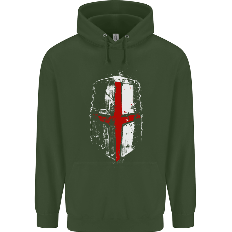 Helmet Gym England Flag St Georges Day Mens 80% Cotton Hoodie Forest Green