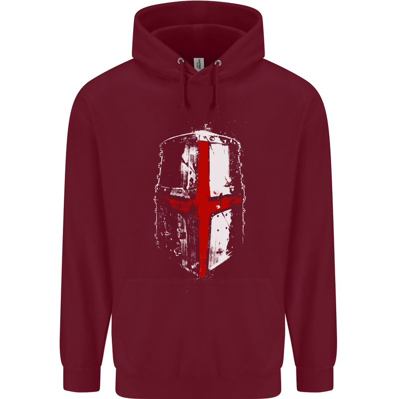 Helmet Gym England Flag St Georges Day Mens 80% Cotton Hoodie Maroon