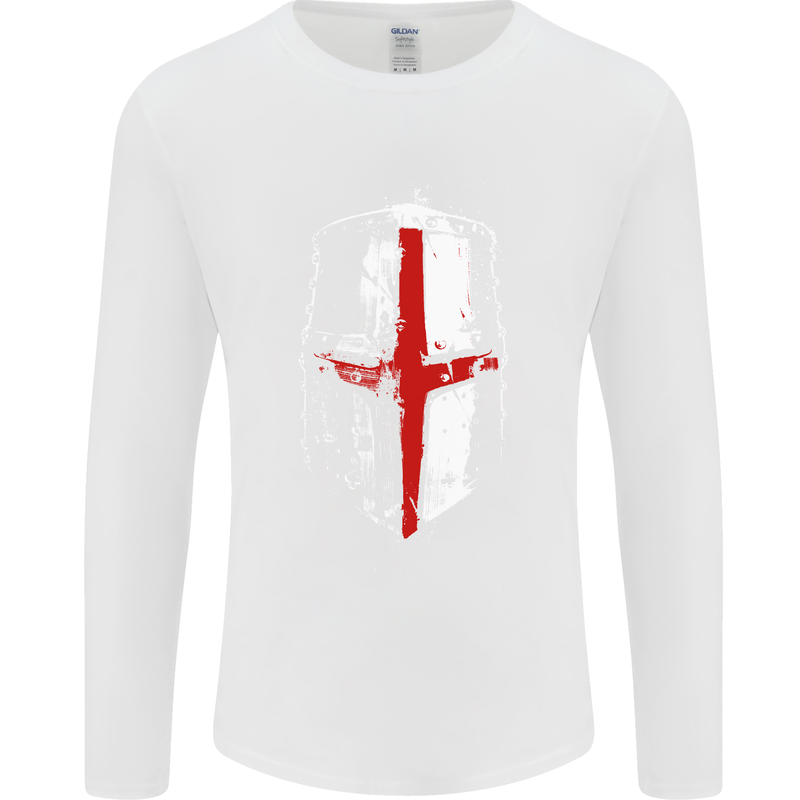 Helmet Gym England Flag St Georges Day Mens Long Sleeve T-Shirt White