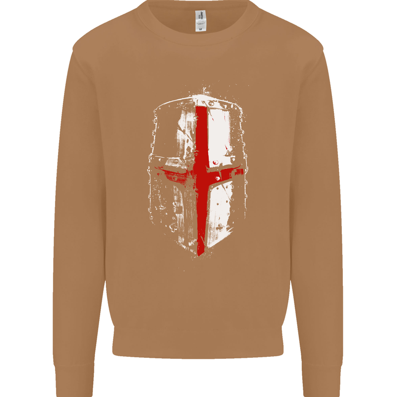 Helmet Gym England Flag St Georges Day Mens Sweatshirt Jumper Caramel Latte