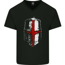 Helmet Gym England Flag St Georges Day Mens V-Neck Cotton T-Shirt Black