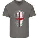 Helmet Gym England Flag St Georges Day Mens V-Neck Cotton T-Shirt Charcoal