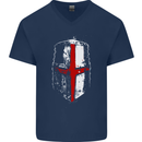 Helmet Gym England Flag St Georges Day Mens V-Neck Cotton T-Shirt Navy Blue
