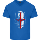 Helmet Gym England Flag St Georges Day Mens V-Neck Cotton T-Shirt Royal Blue
