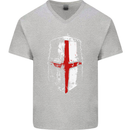 Helmet Gym England Flag St Georges Day Mens V-Neck Cotton T-Shirt Sports Grey