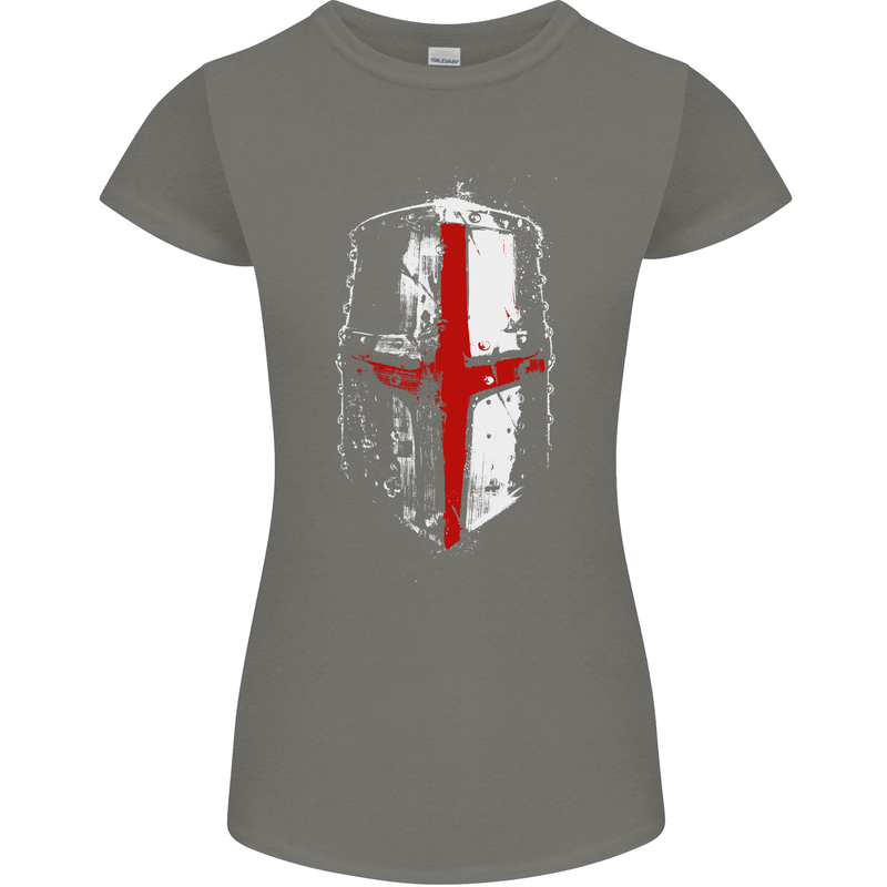 Helmet Gym England Flag St Georges Day Womens Petite Cut T-Shirt Charcoal