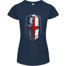 Helmet Gym England Flag St Georges Day Womens Petite Cut T-Shirt Navy Blue