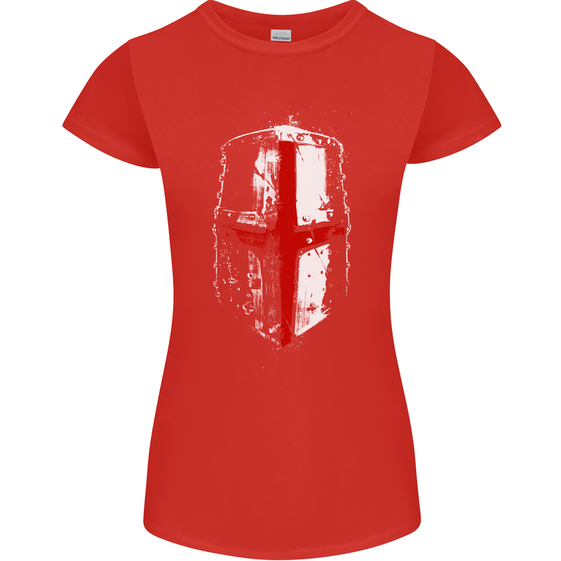 Helmet Gym England Flag St Georges Day Womens Petite Cut T-Shirt Red