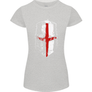 Helmet Gym England Flag St Georges Day Womens Petite Cut T-Shirt Sports Grey