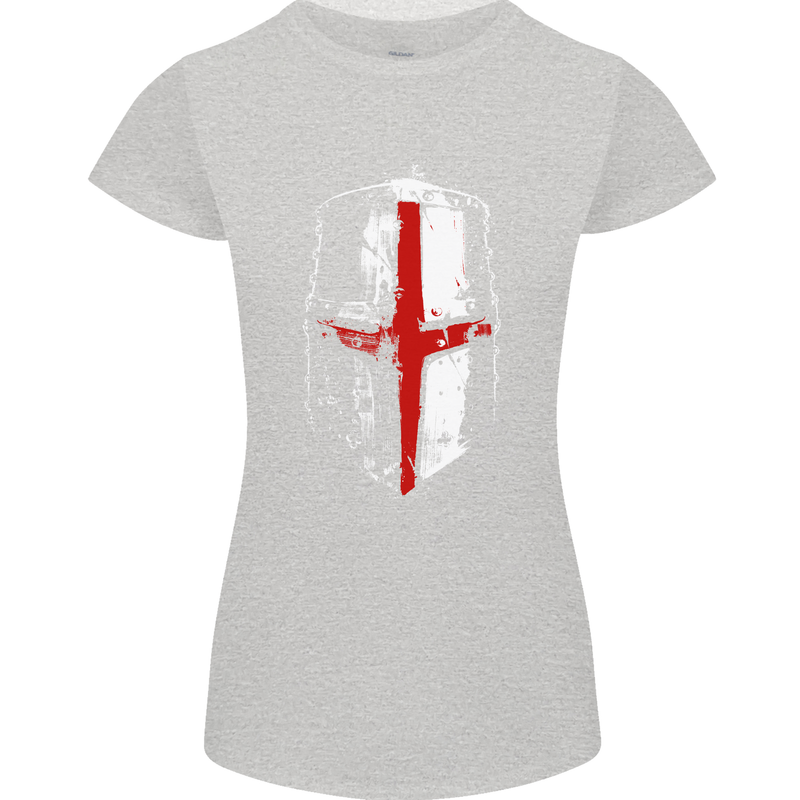 Helmet Gym England Flag St Georges Day Womens Petite Cut T-Shirt Sports Grey