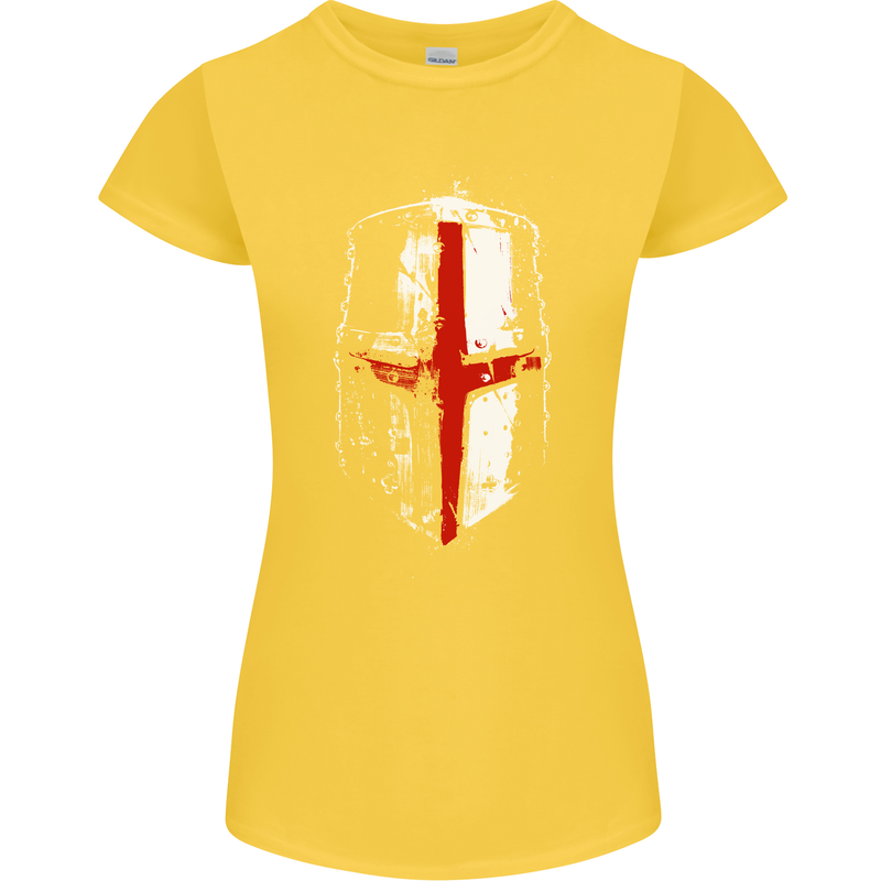 Helmet Gym England Flag St Georges Day Womens Petite Cut T-Shirt Yellow