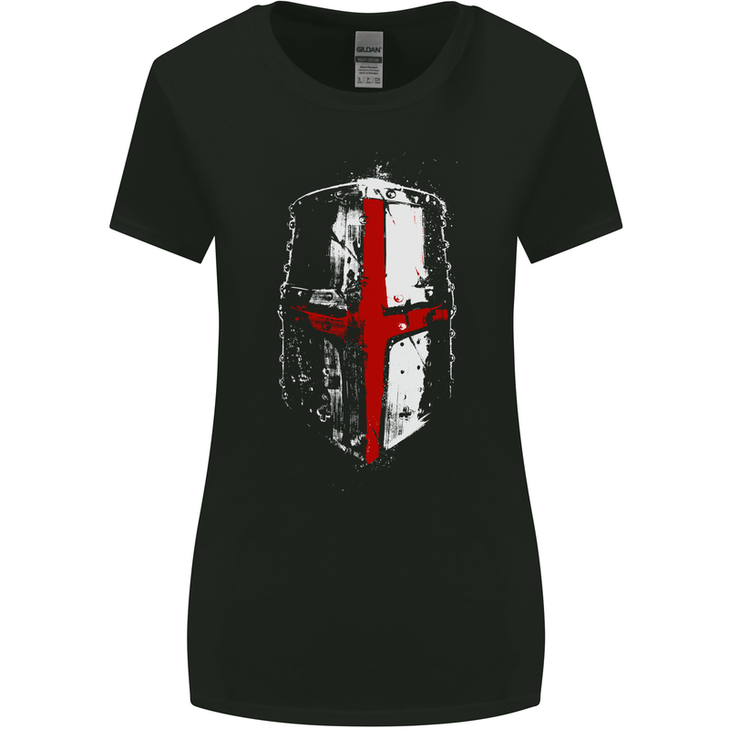 Helmet Gym England Flag St Georges Day Womens Wider Cut T-Shirt Black
