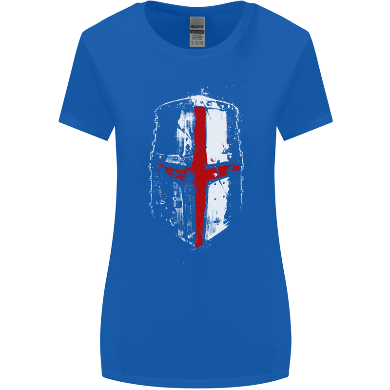 Helmet Gym England Flag St Georges Day Womens Wider Cut T-Shirt Royal Blue