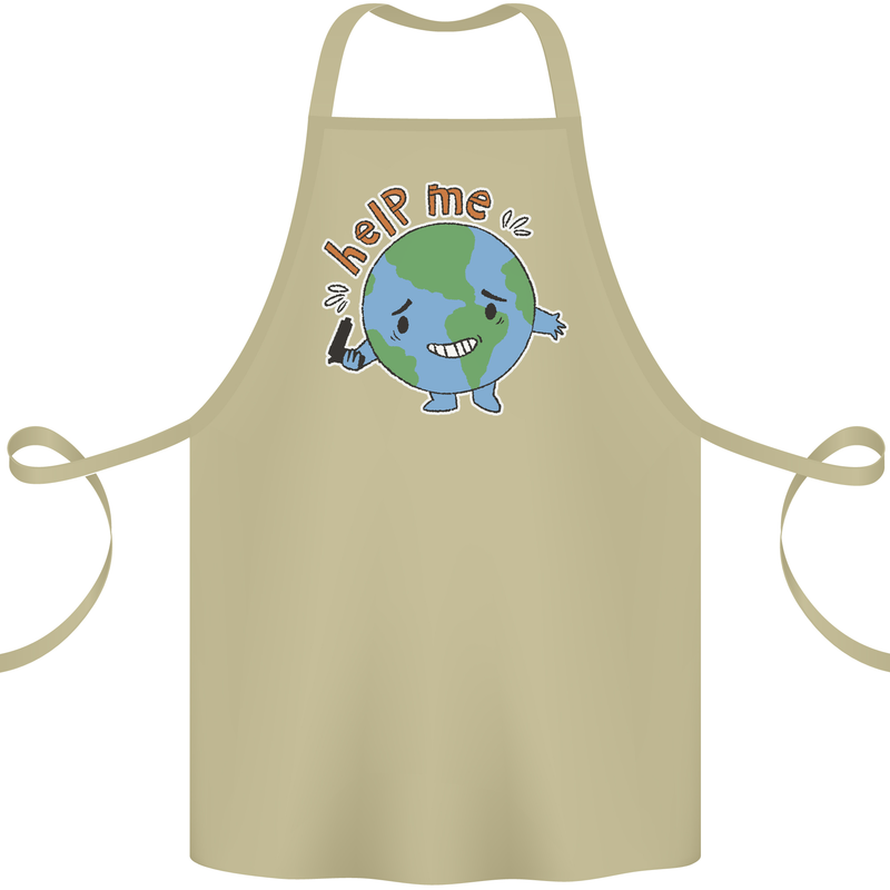 Help Me Climate Change Environment Cotton Apron 100% Organic Khaki