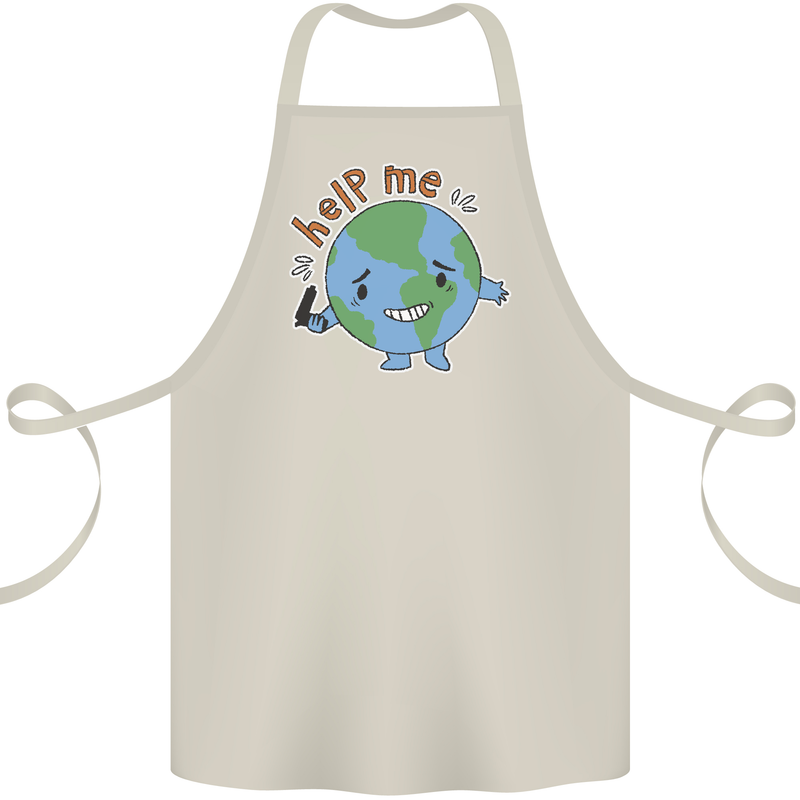 Help Me Climate Change Environment Cotton Apron 100% Organic Natural