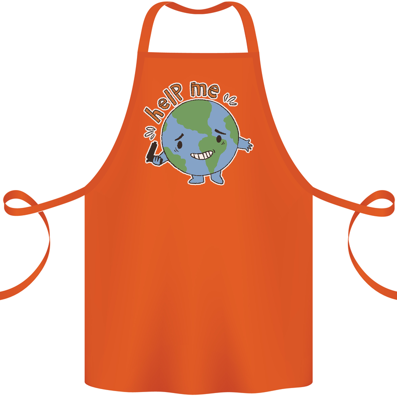 Help Me Climate Change Environment Cotton Apron 100% Organic Orange
