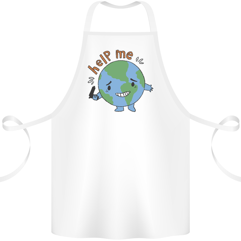 Help Me Climate Change Environment Cotton Apron 100% Organic White