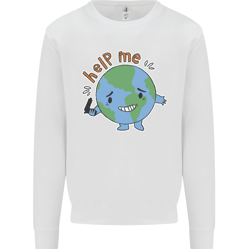 Help Me Climate Change Environment Kids Sweatshirt Jumper White