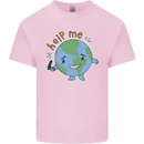 Help Me Climate Change Environment Kids T-Shirt Childrens Light Pink