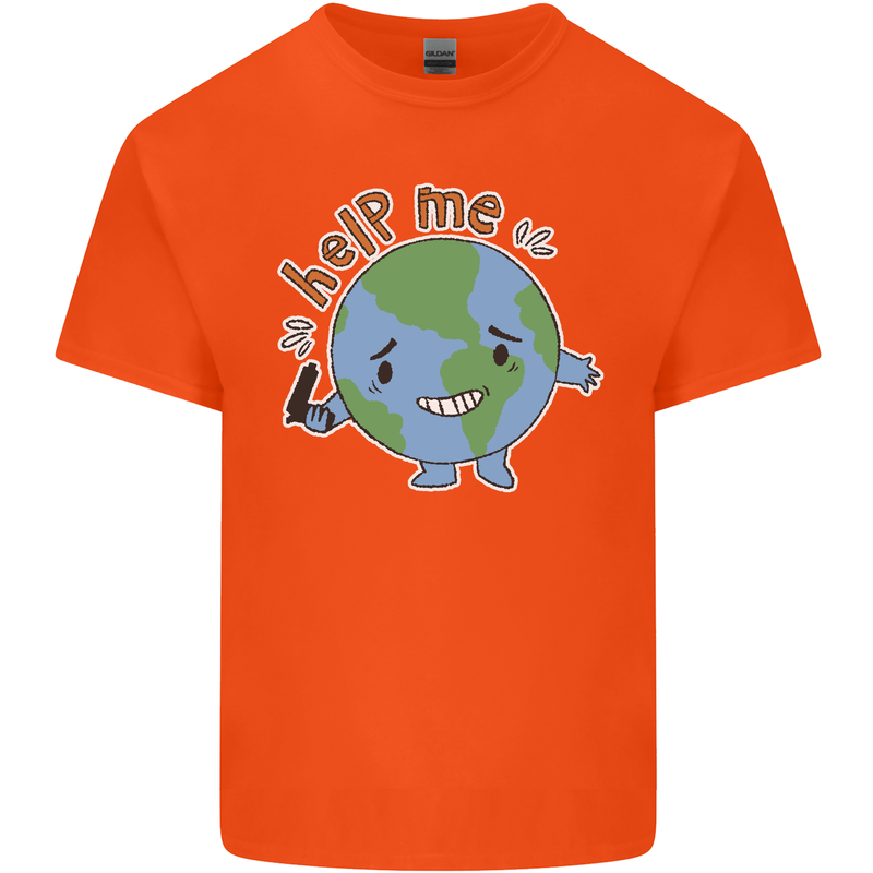 Help Me Climate Change Environment Kids T-Shirt Childrens Orange