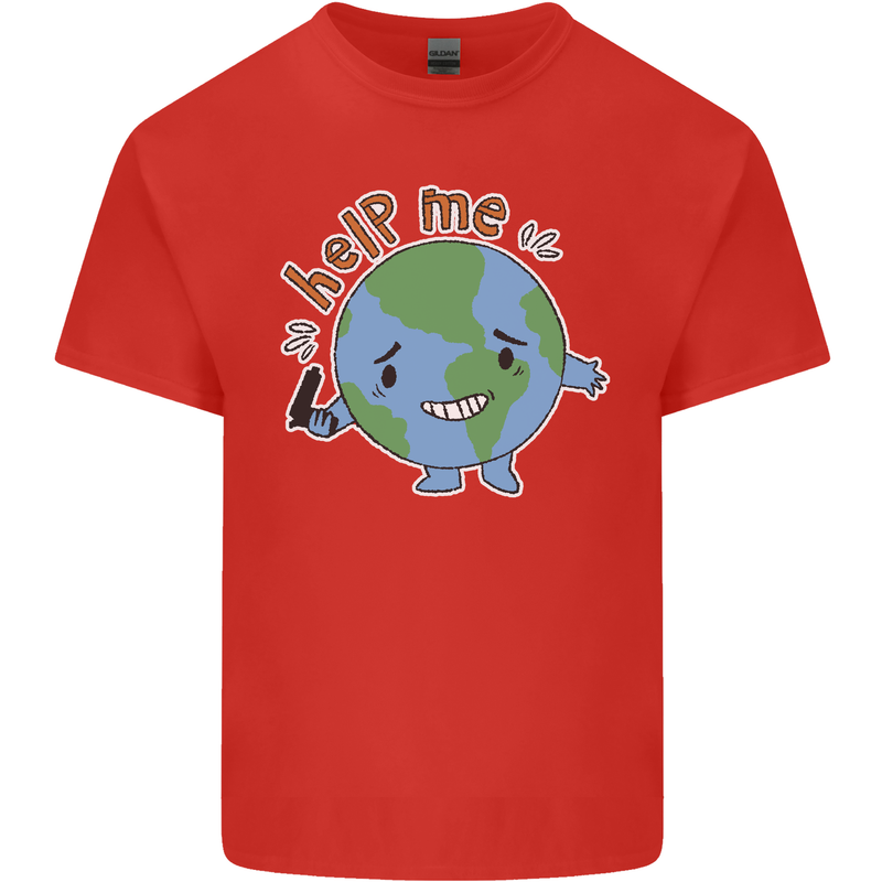 Help Me Climate Change Environment Kids T-Shirt Childrens Red