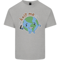 Help Me Climate Change Environment Kids T-Shirt Childrens Sports Grey