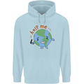 Help Me Climate Change Environment Mens 80% Cotton Hoodie Light Blue