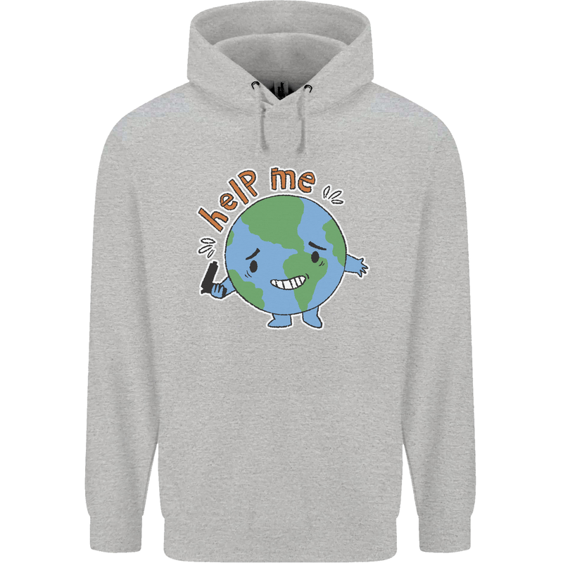 Help Me Climate Change Environment Mens 80% Cotton Hoodie Sports Grey