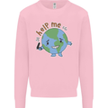 Help Me Climate Change Environment Mens Sweatshirt Jumper Light Pink