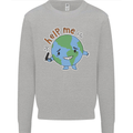 Help Me Climate Change Environment Mens Sweatshirt Jumper Sports Grey