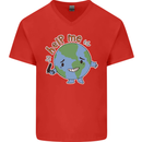 Help Me Climate Change Environment Mens V-Neck Cotton T-Shirt Red