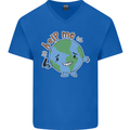 Help Me Climate Change Environment Mens V-Neck Cotton T-Shirt Royal Blue