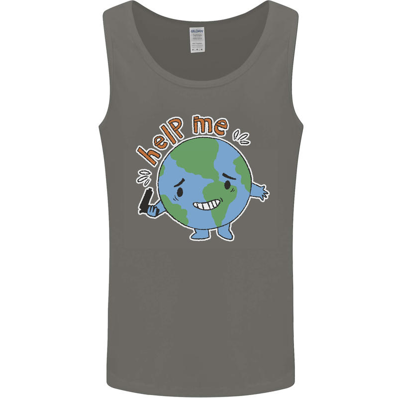 Help Me Climate Change Environment Mens Vest Tank Top Charcoal